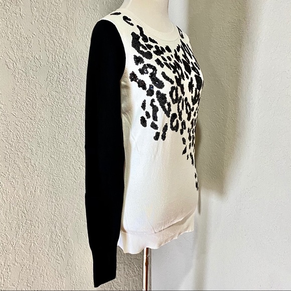 EUC Express Black & White Sequin Leopard Sweater, S - Picture 3 of 15